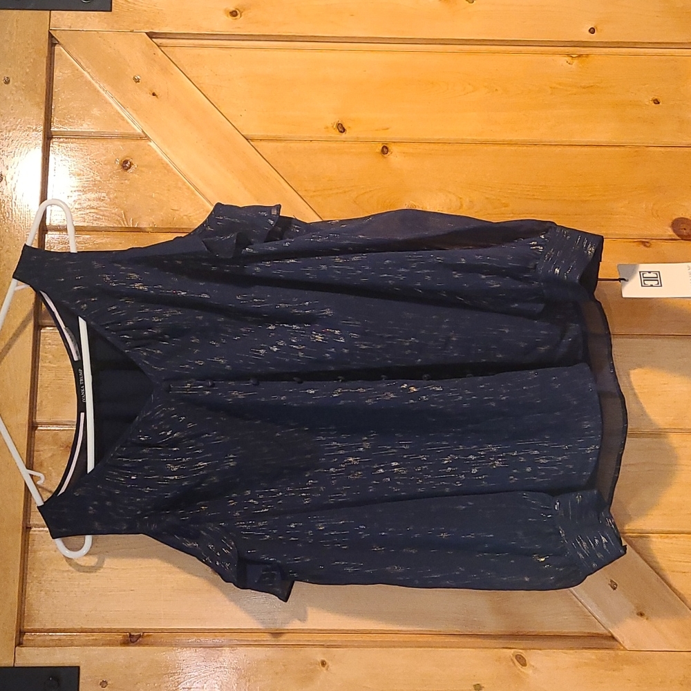 Ivanka Trump long sleeve dressy blouse navy/gold